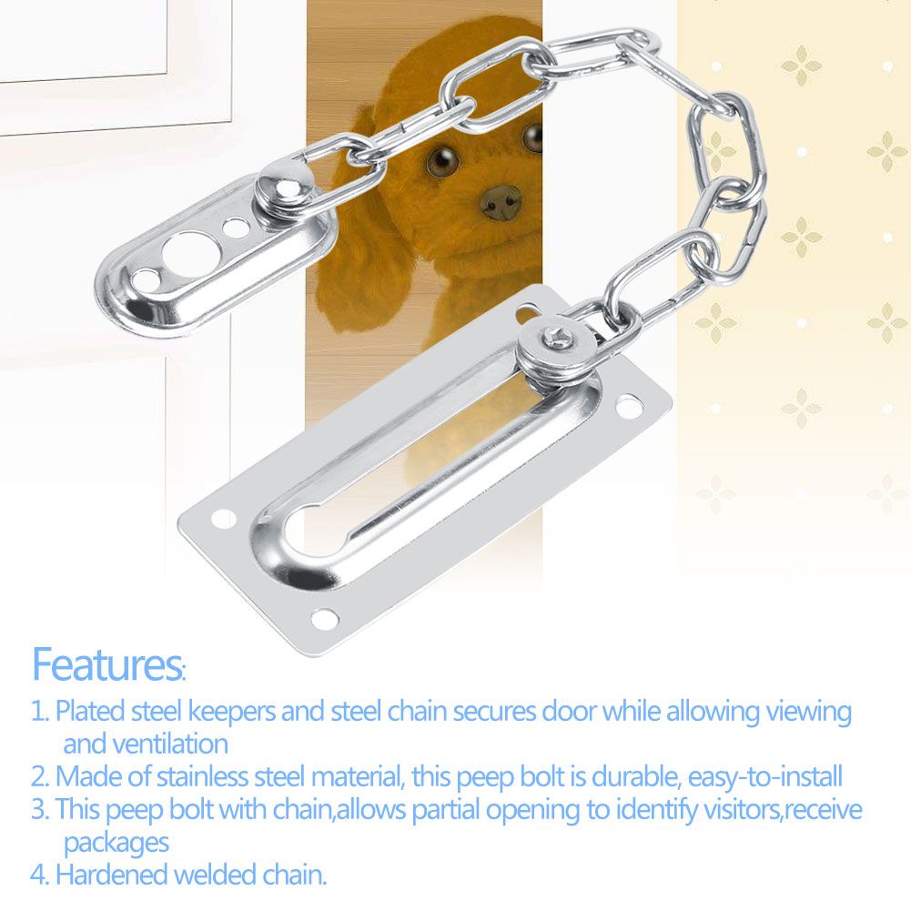 Stainless Steel Safety Guard Door Chain Security Lock Latch With Screws(Silver) view 13