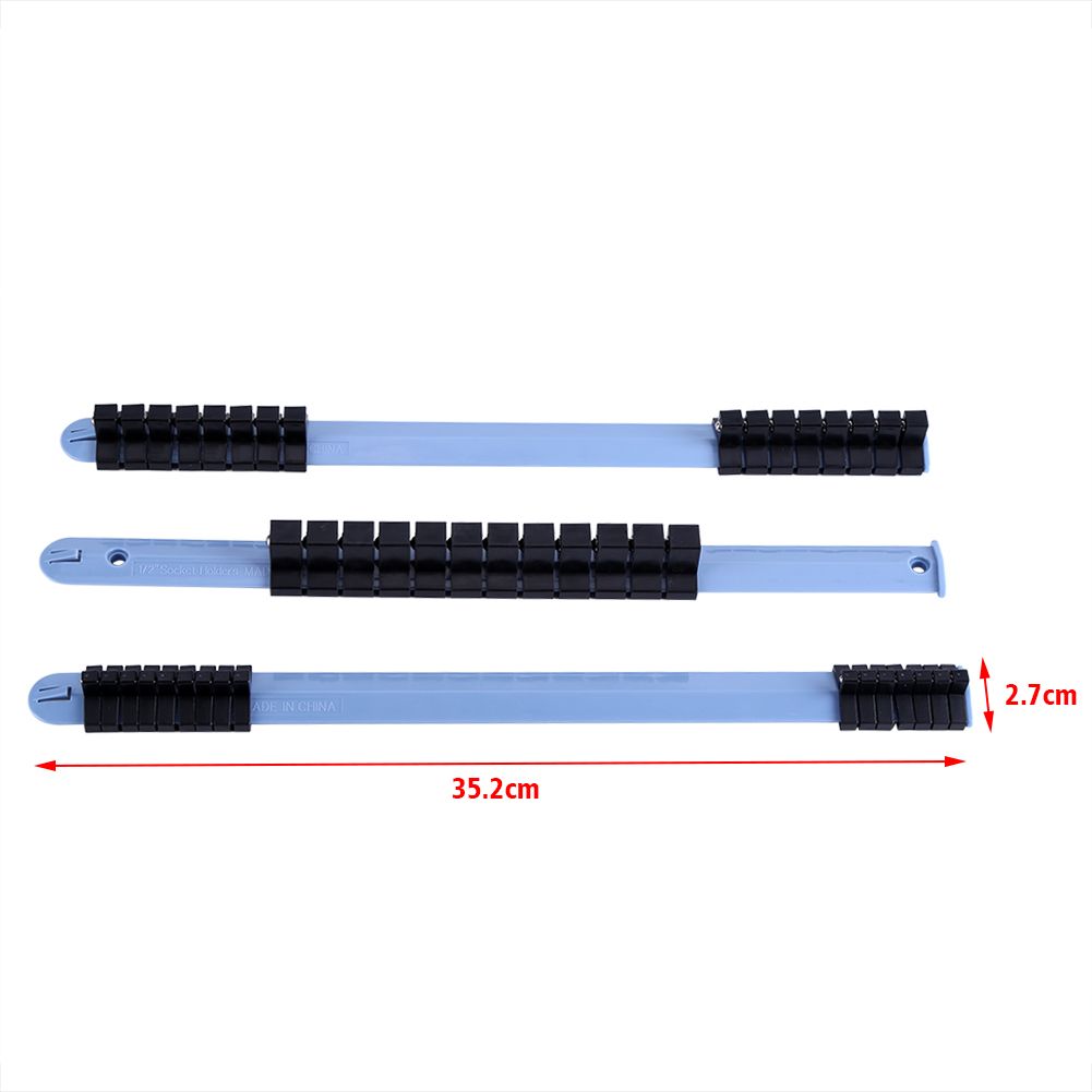 3Pcs 1/4" 3/8" 1/2" Plastic Wall Mounted Socket Storage Rack Divider Rail Tray view 2