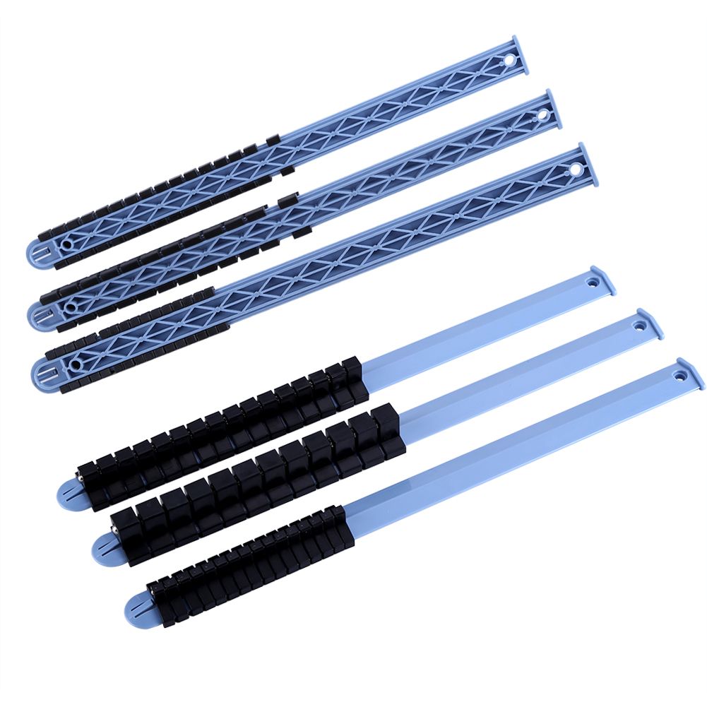 3Pcs 1/4" 3/8" 1/2" Plastic Wall Mounted Socket Storage Rack Divider Rail Tray view 3