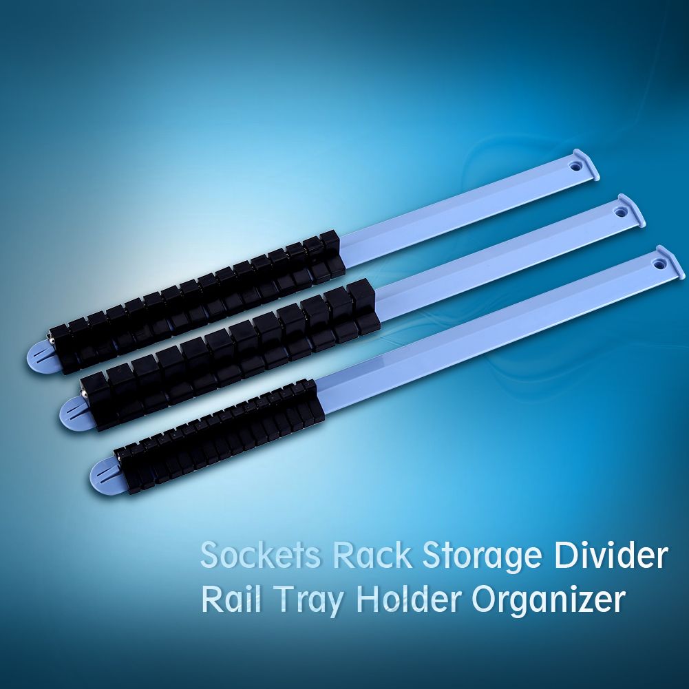 3Pcs 1/4" 3/8" 1/2" Plastic Wall Mounted Socket Storage Rack Divider Rail Tray view 5