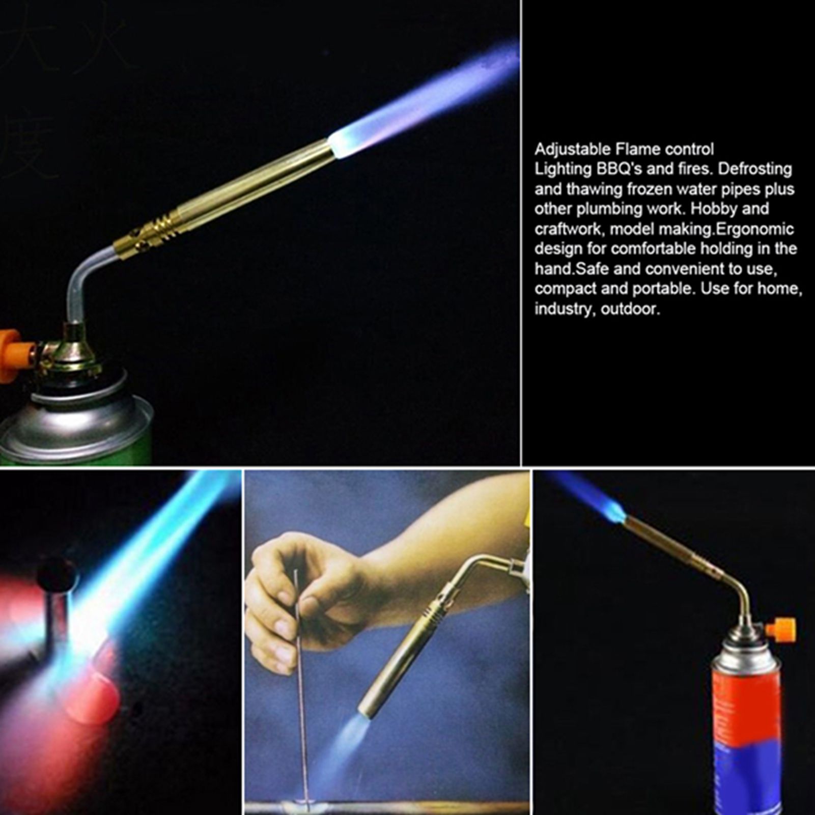 Flamethrower Burner Butane Gas Blow Torch Hand Ignition Camping Welding BBQ view 11
