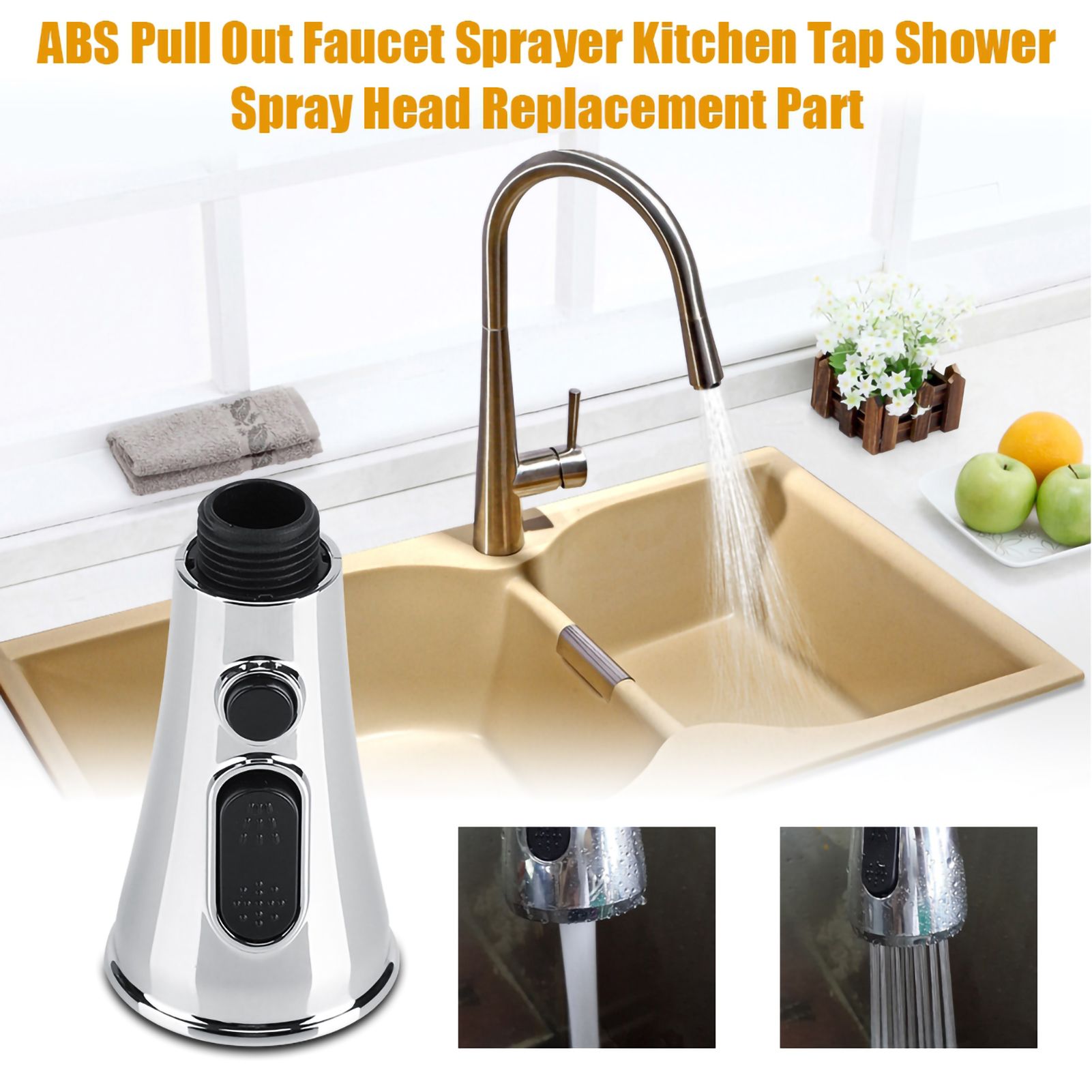 ABS Pull Out Faucet Sprayer Kitchen Bathroom Tap Shower Spray Head Replacement view 10