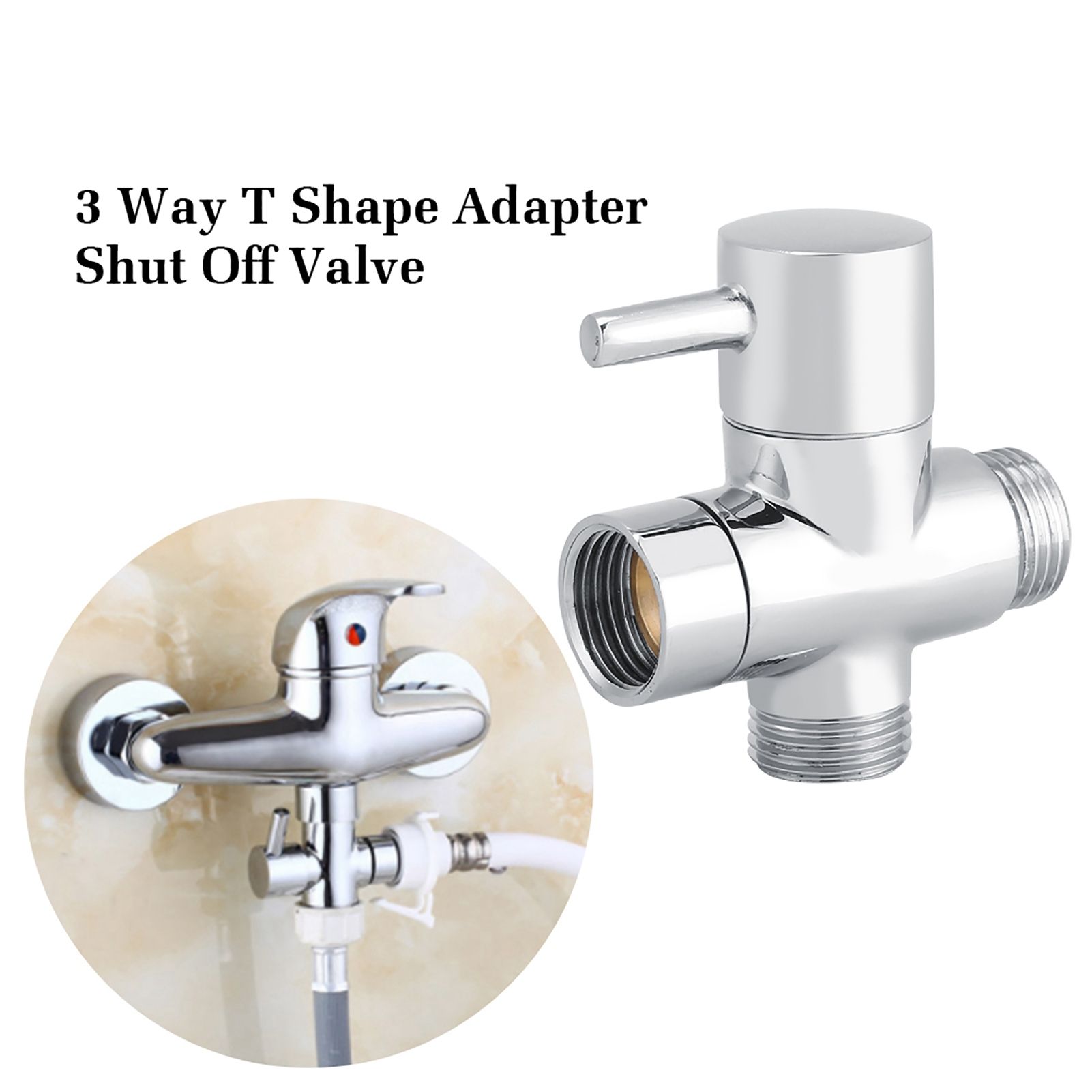 3-Way T Shape Diverter Shut Off Valve Shower Toilet Bidet Sprayer Water view 7