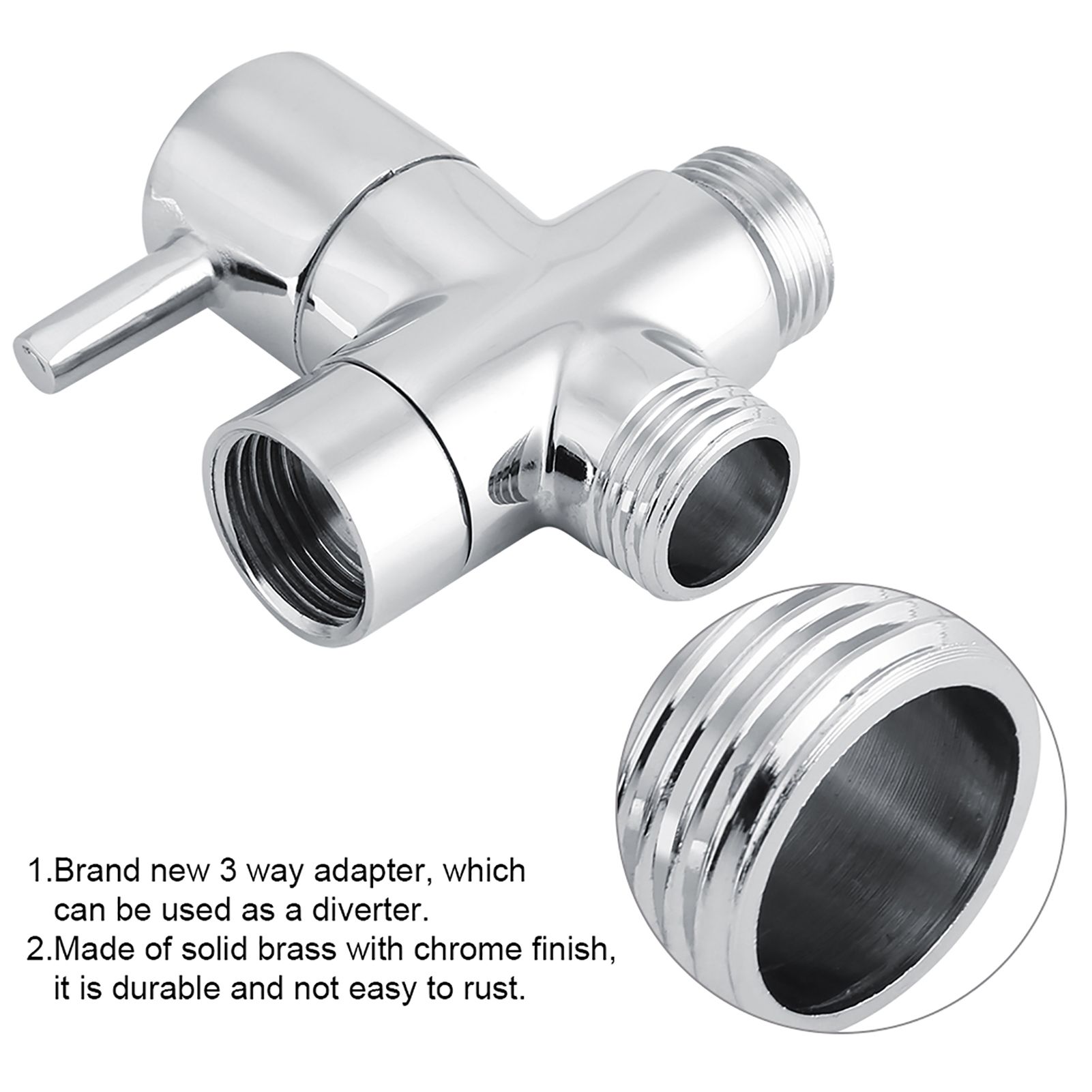 3-Way T Shape Diverter Shut Off Valve Shower Toilet Bidet Sprayer Water view 8