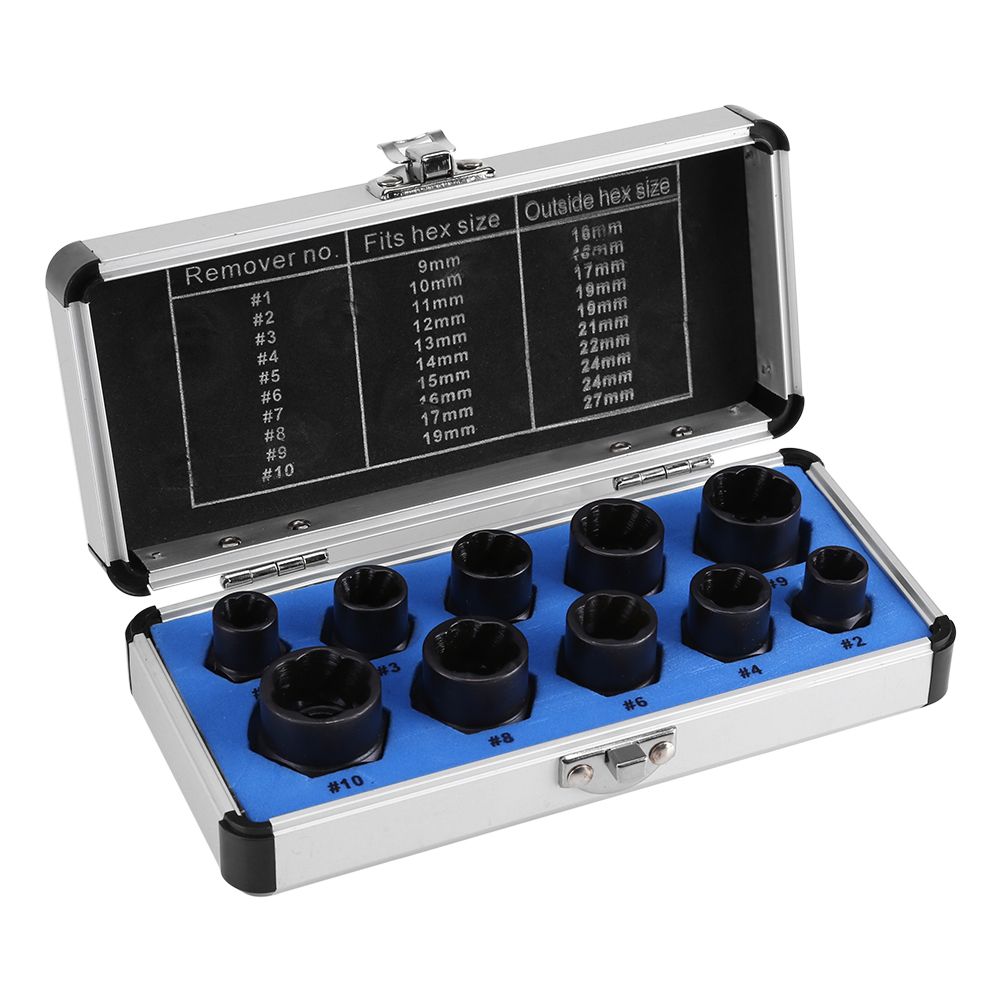 10 Pieces Damaged Bolt Nut Screw Remover Extractor Removal Set Threading Tools Kit view 2