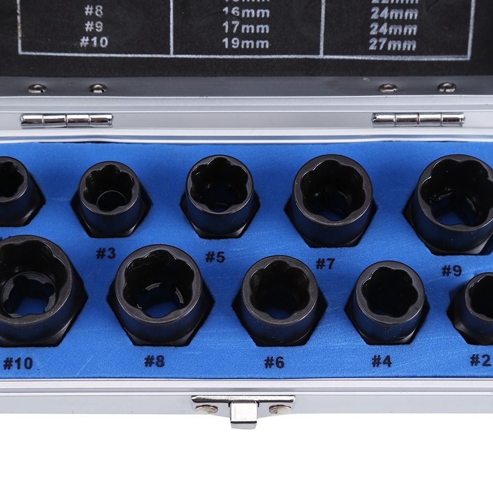 10 Pieces Damaged Bolt Nut Screw Remover Extractor Removal Set Threading Tools Kit view 3