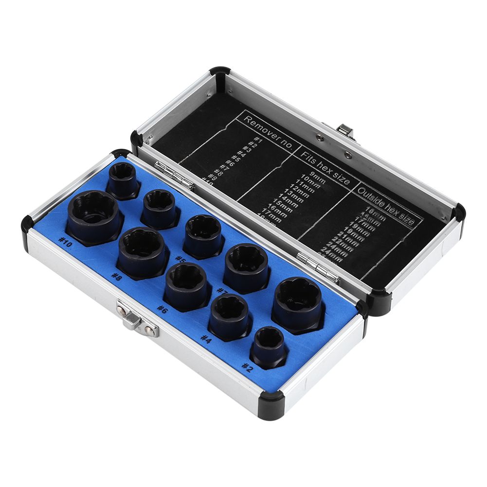 10 Pieces Damaged Bolt Nut Screw Remover Extractor Removal Set Threading Tools Kit view 5