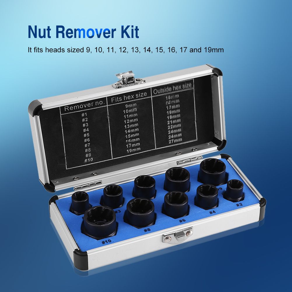 10 Pieces Damaged Bolt Nut Screw Remover Extractor Removal Set Threading Tools Kit view 11