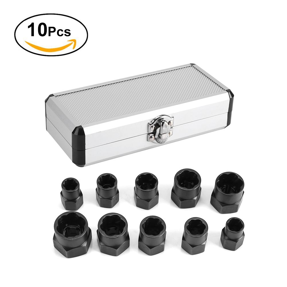 10 Pieces Damaged Bolt Nut Screw Remover Extractor Removal Set Threading Tools Kit view 13