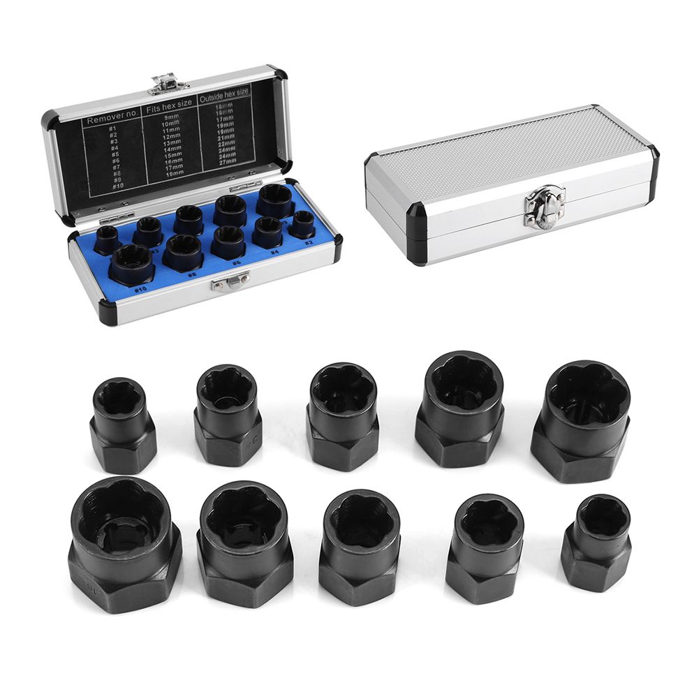 10 Pieces Damaged Bolt Nut Screw Remover Extractor Removal Set Threading Tools Kit view 15