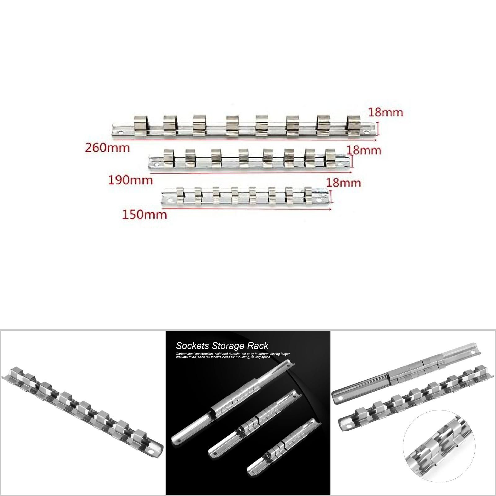 Carbon Steel 8 Socket Rack Storage Divider Rail Tray Holder Shelf Stand Tool view 8
