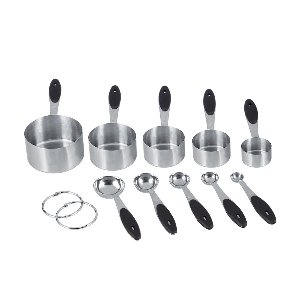 Ejoyous 10 Pieces Stainless Steel Measuring Cups and Spoons with Silicone