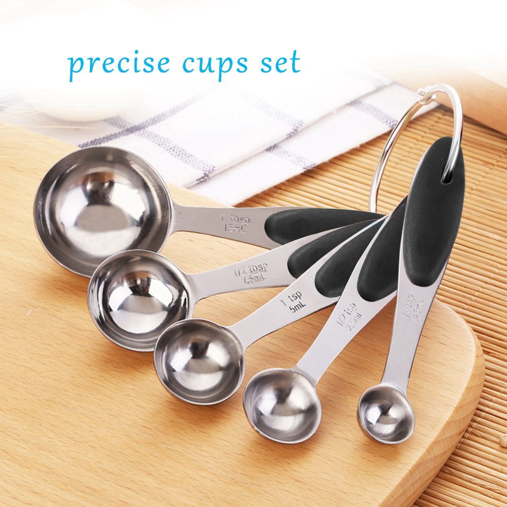 Ejoyous 10 Pieces Stainless Steel Measuring Cups and Spoons with Silicone view 5