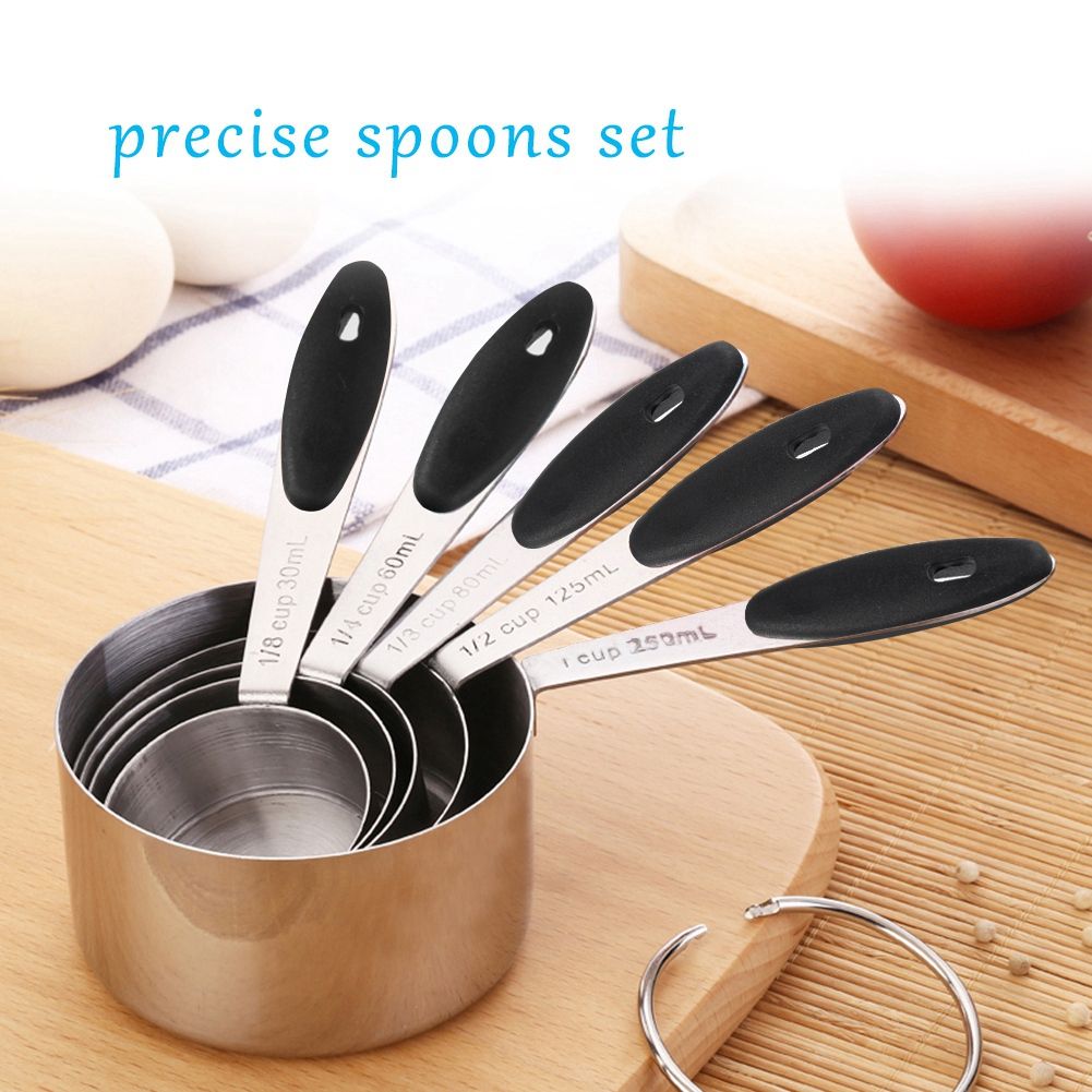 Ejoyous 10 Pieces Stainless Steel Measuring Cups and Spoons with Silicone view 7