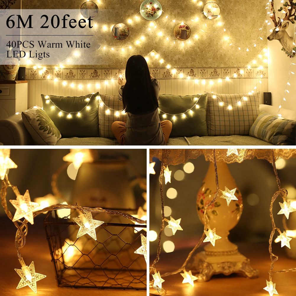 Battery Operated Led String Lights Ejoyous 6m 19ft 40 star Shape LED Lights view 6