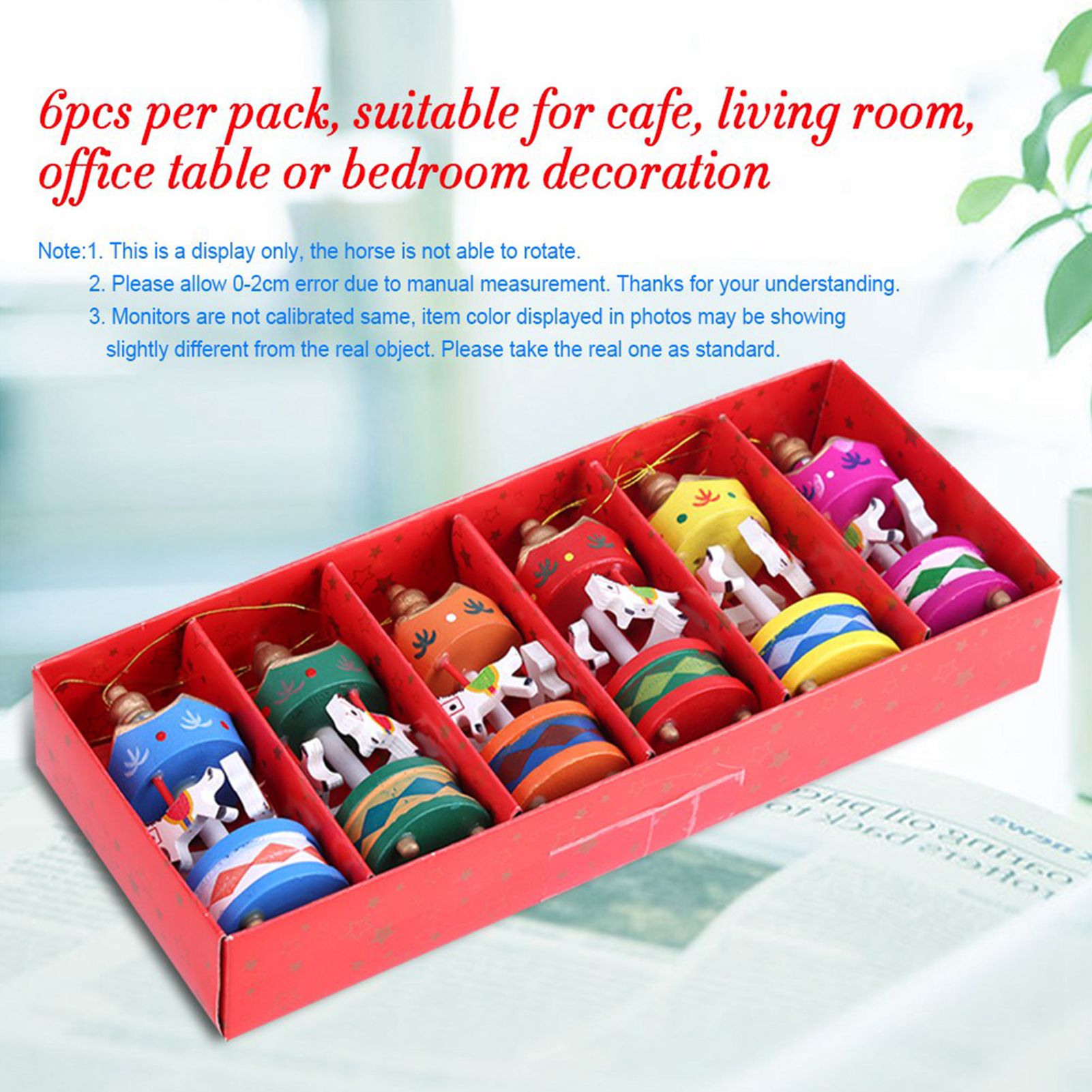 Wooden Carousel Horse Orament Merry Go Round Christmas Room Decoration Kids Gift view 3