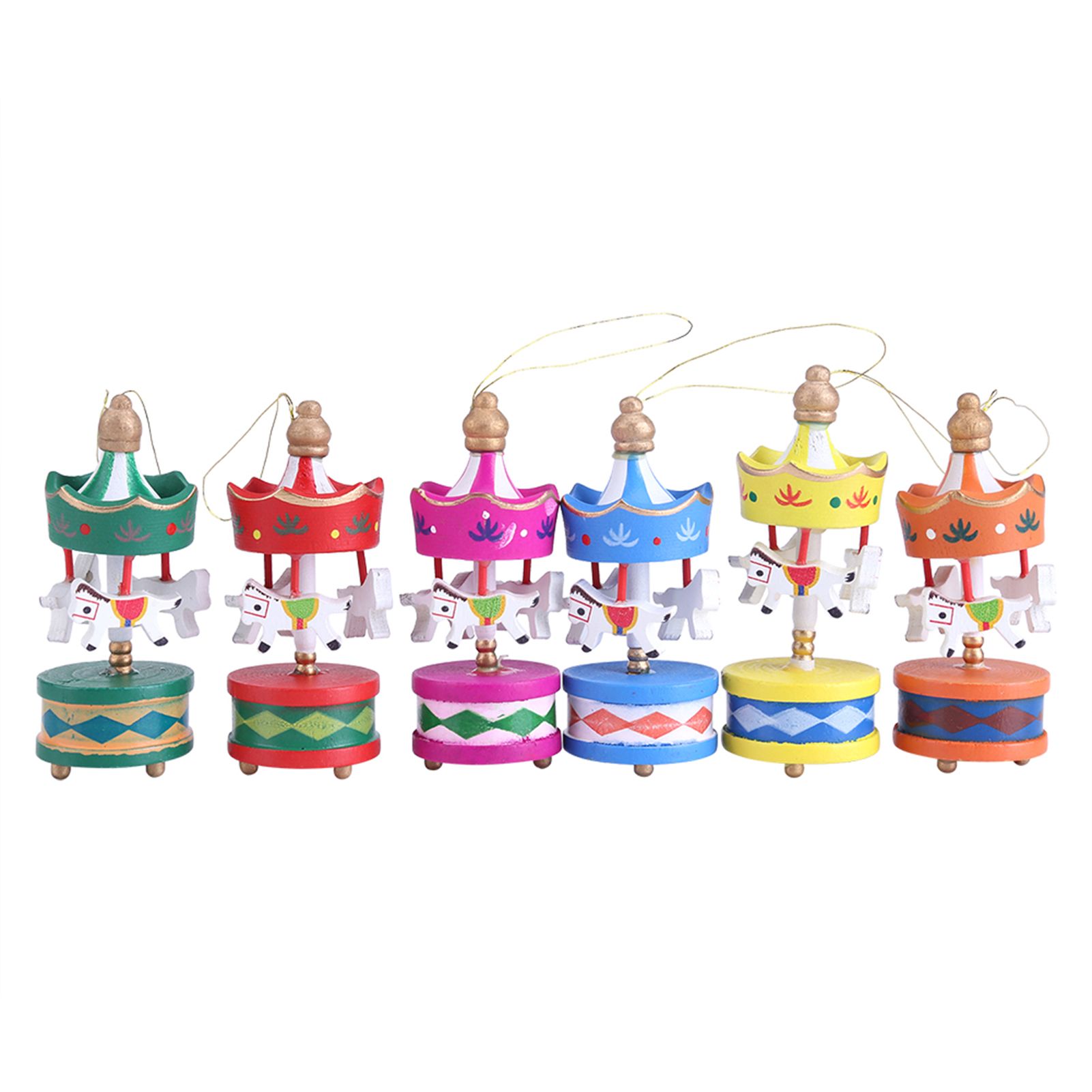 Wooden Carousel Horse Orament Merry Go Round Christmas Room Decoration Kids Gift view 6