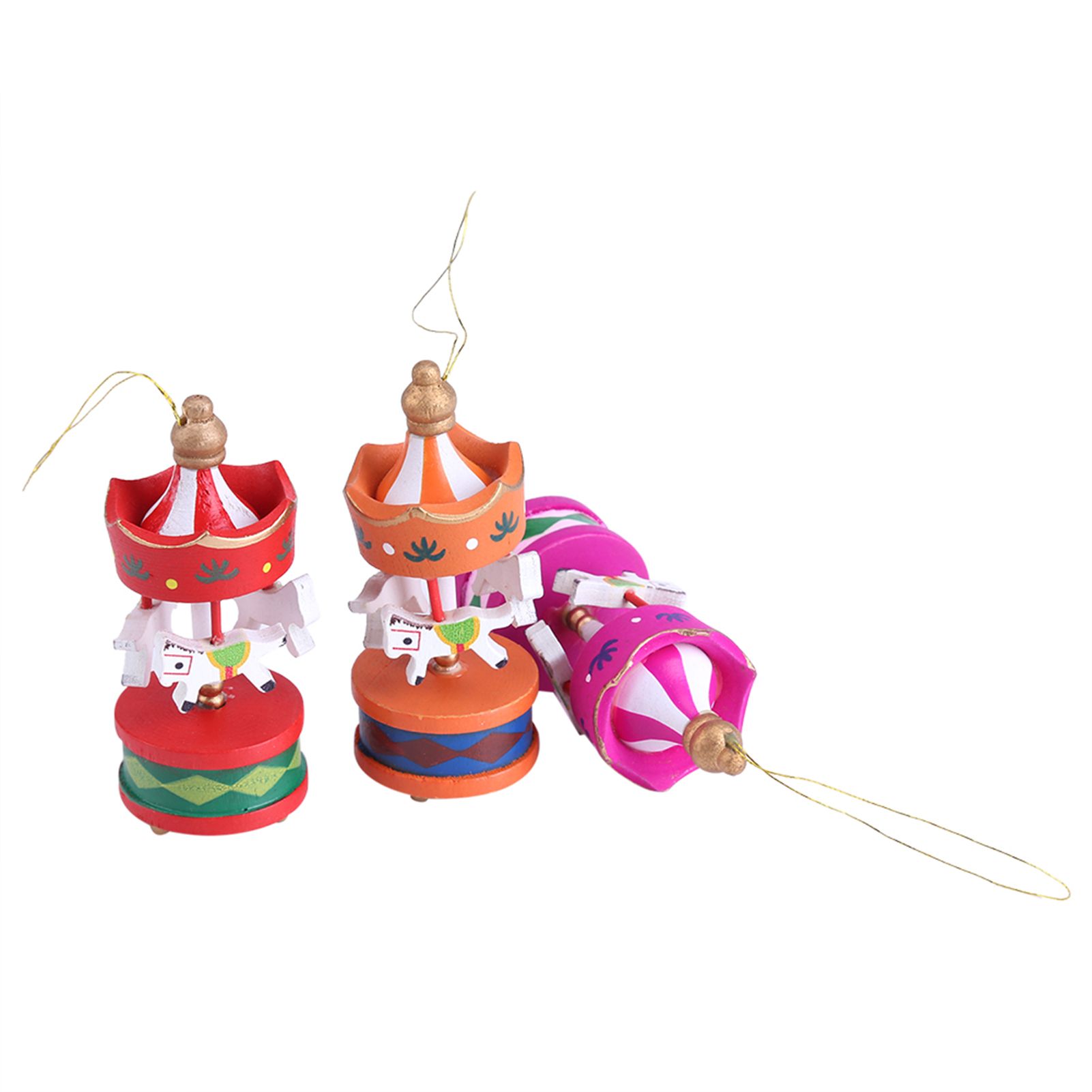 Wooden Carousel Horse Orament Merry Go Round Christmas Room Decoration Kids Gift view 9