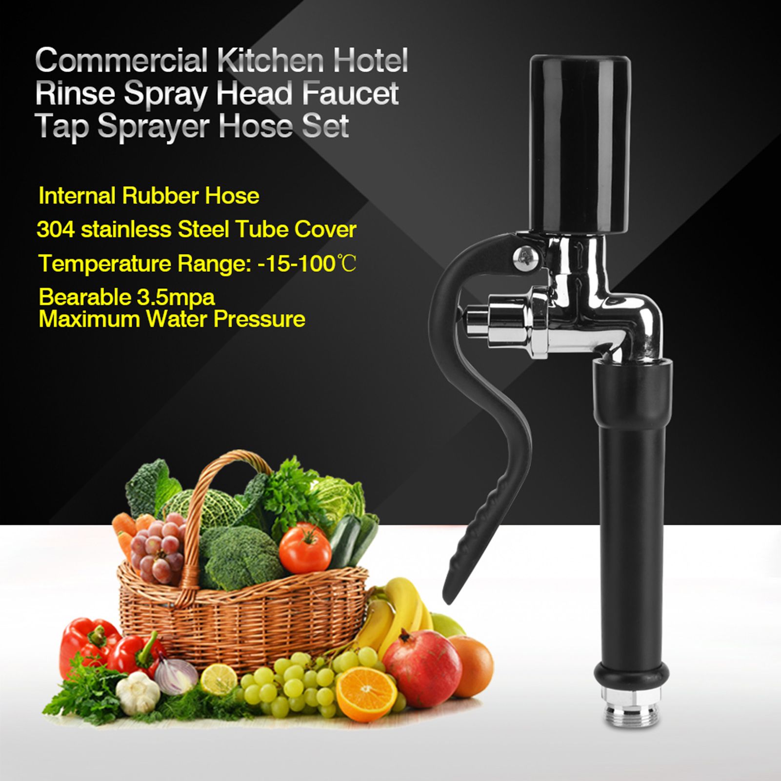Commercial Kitchen Hotel Rinse Spray Head Faucet Tap Sprayer High Pressure view 12