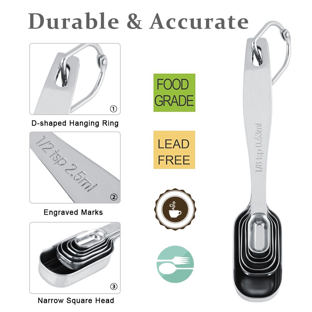 Measuring Cups and Measuring Spoons Set Ejoyous 304 Stainless Steel 13 Pieces view 2