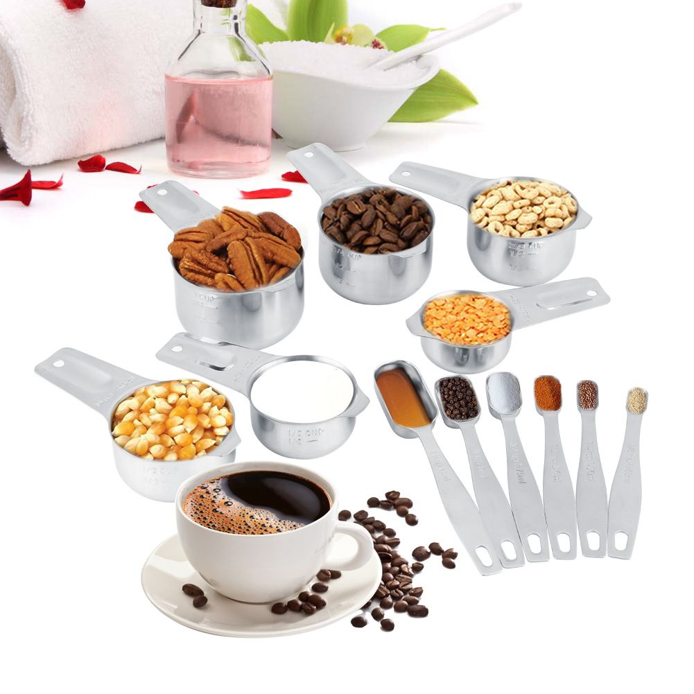 Measuring Cups and Measuring Spoons Set Ejoyous 304 Stainless Steel 13 Pieces view 12