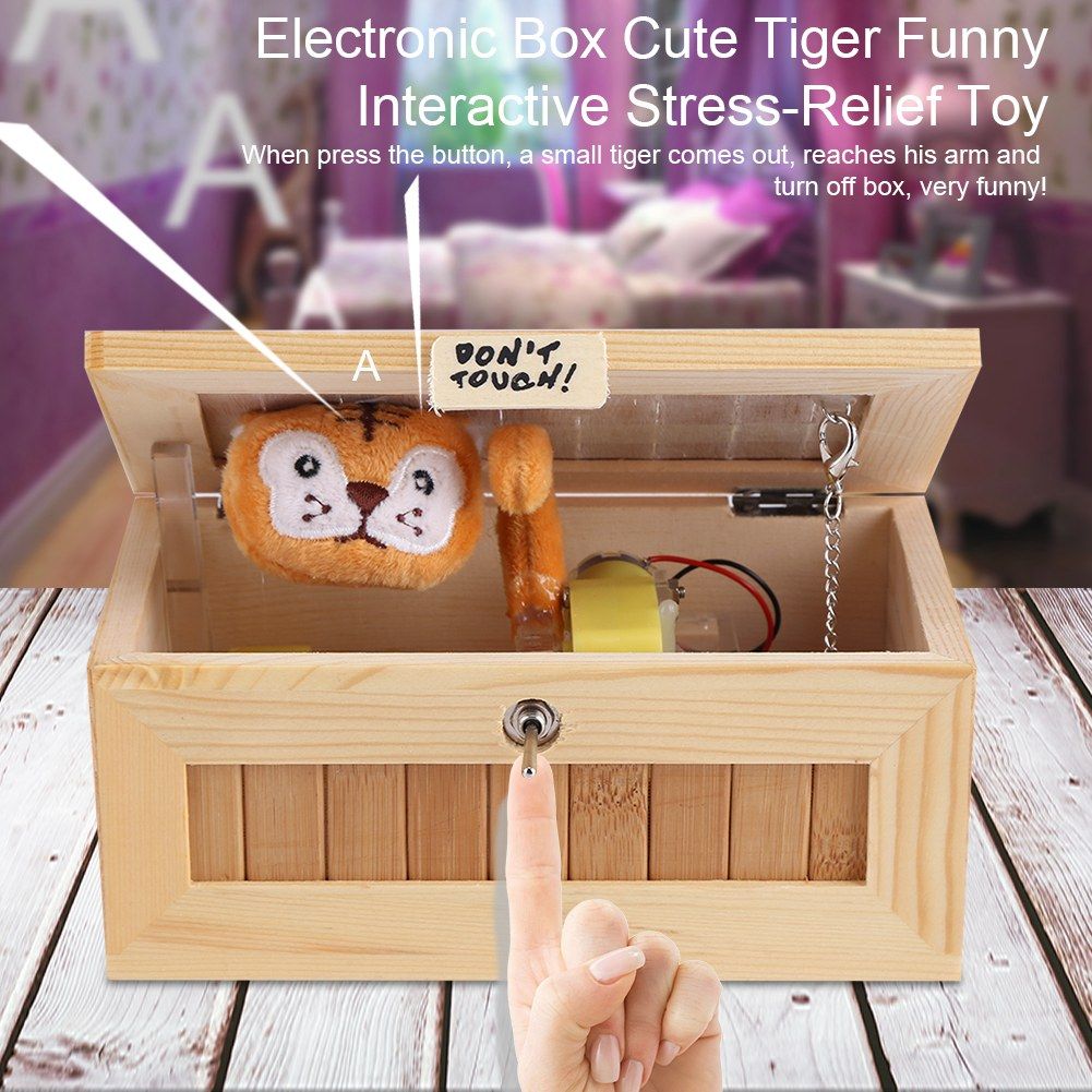 Wooden USB Electronic Box Cute Tiger Funny Interactive Stress Relief Toy Gift view 10