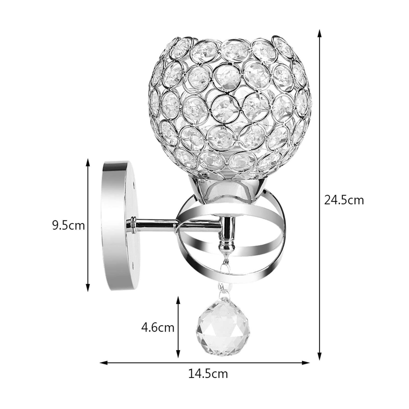 Modern Crystal Wall Lamp Bedside Night Light Bedroom Living Room Hall Lighting view 2