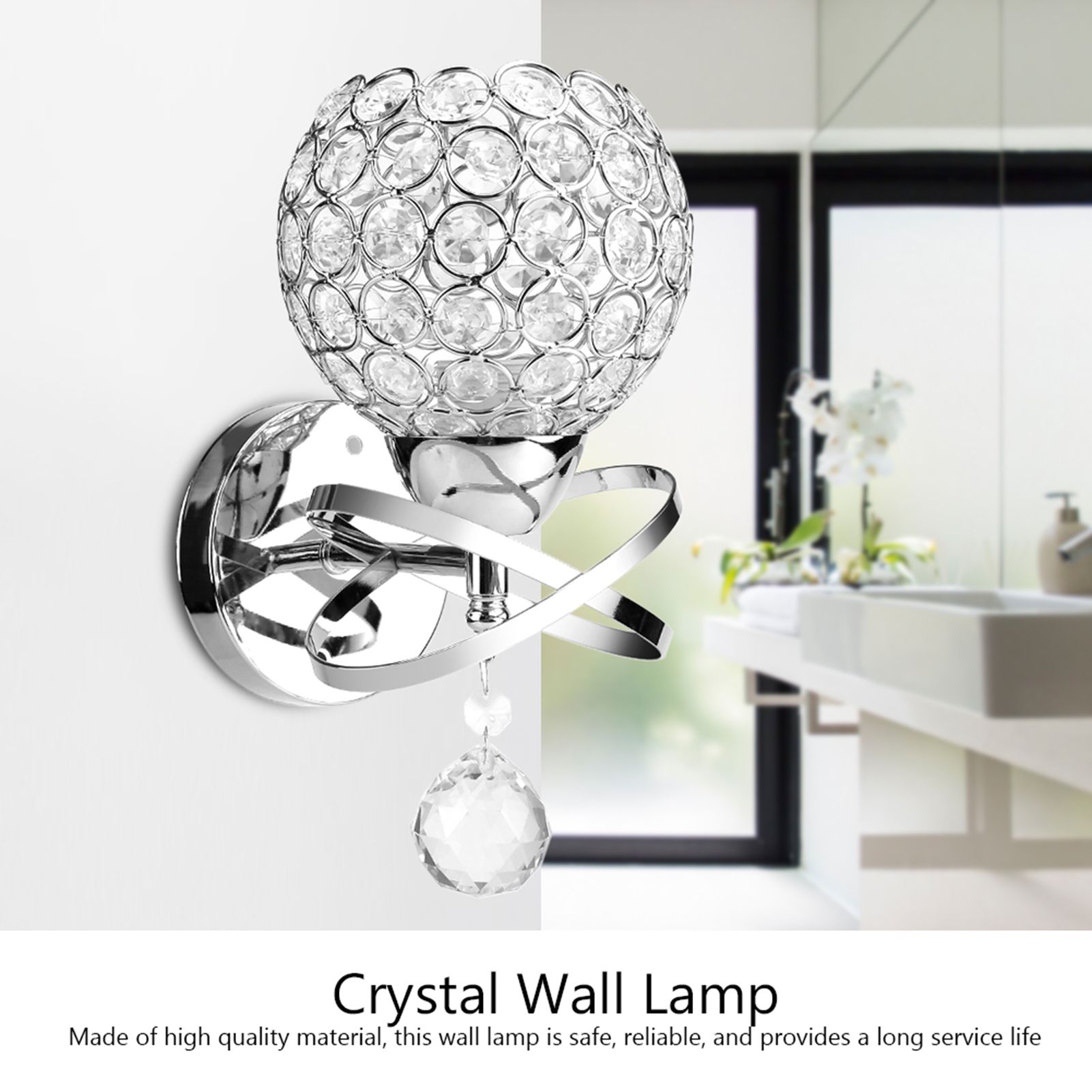 Modern Crystal Wall Lamp Bedside Night Light Bedroom Living Room Hall Lighting view 4
