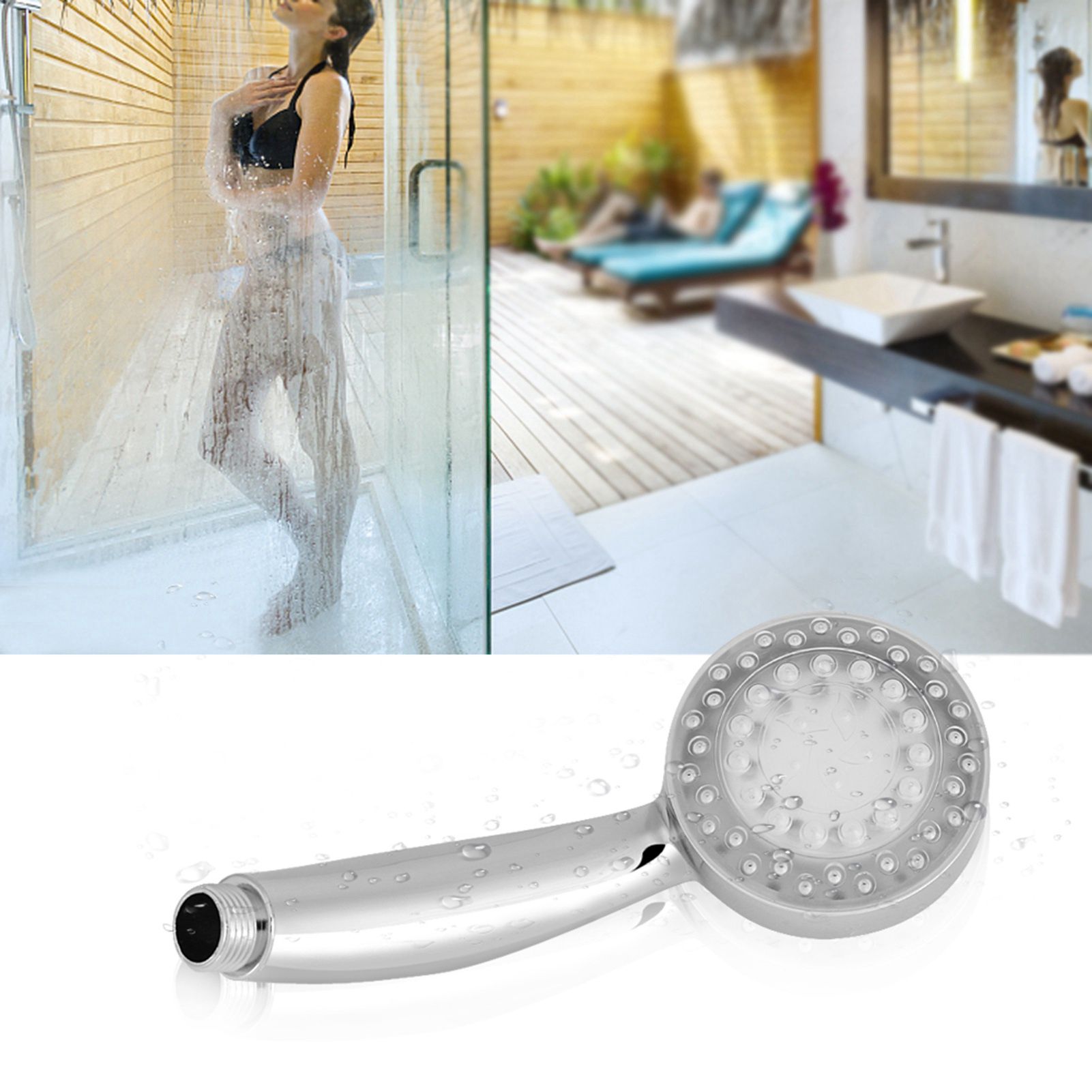 LED Shower Head 3 Color Changing Water Glow Light Temperature Sensor Bathroom view 12