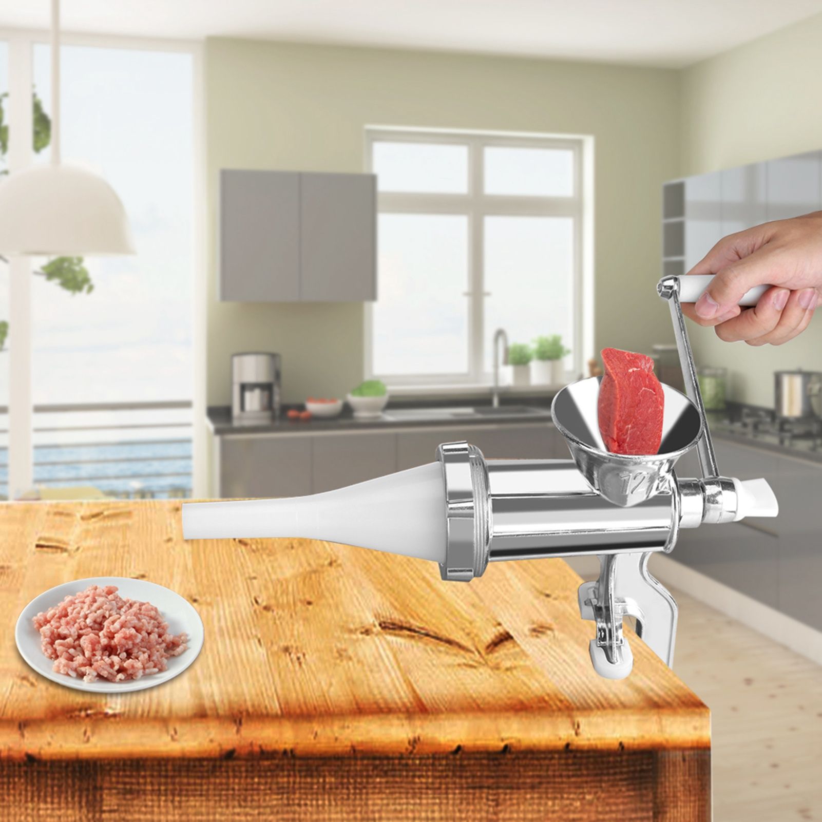 Manual Multifunction Meat Grinder Chopper Mincer Sausage Maker Home Kitchen Tool view 9