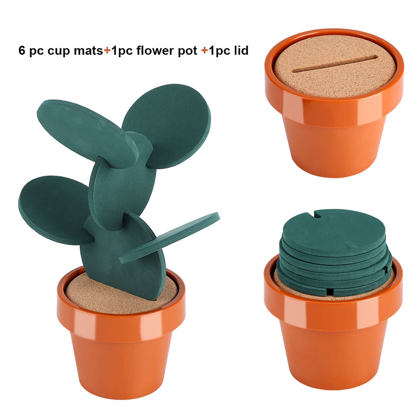 Novelty Potted Cactus Cup Mat Pad Heat Insulation Coasters Table Desktop view 3