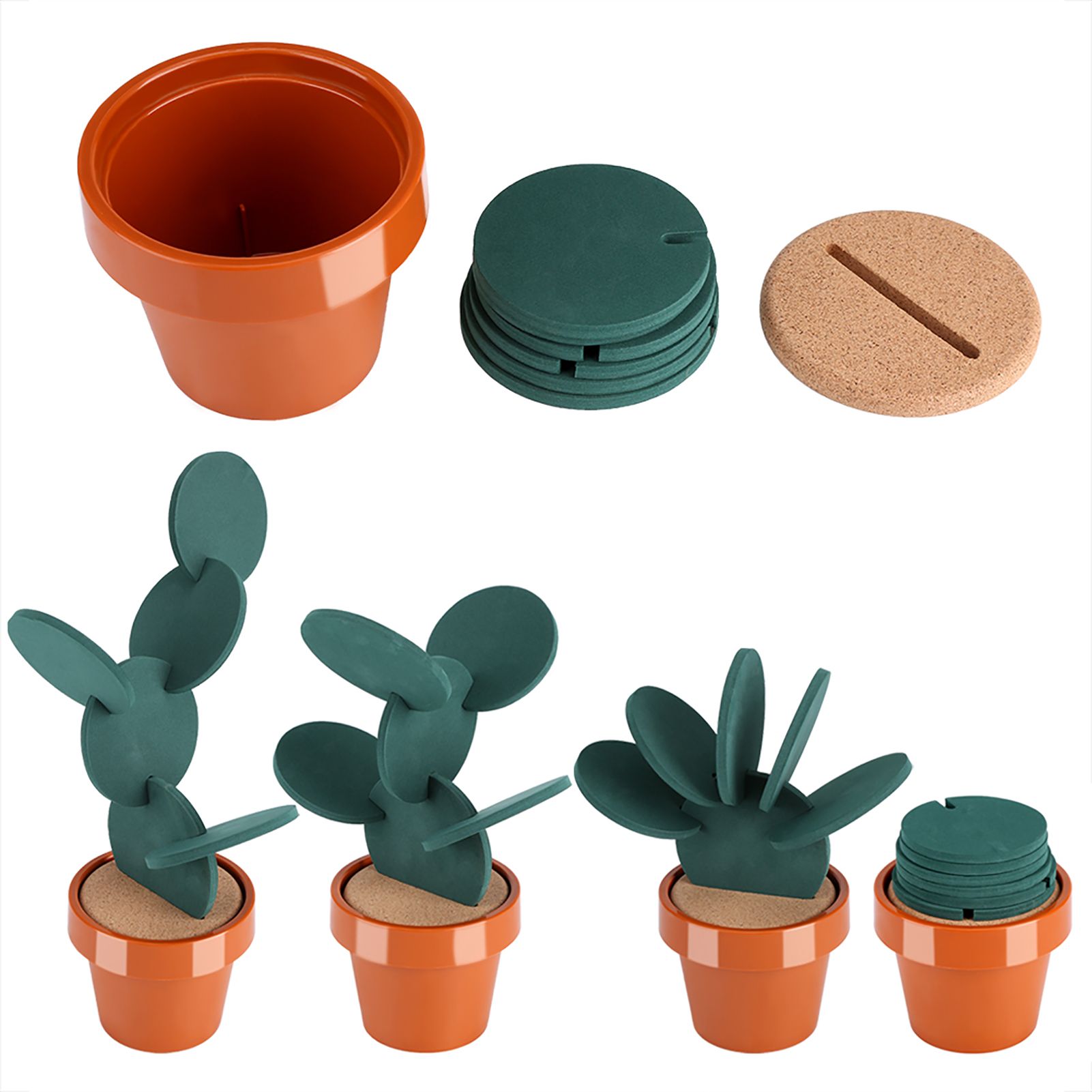 Novelty Potted Cactus Cup Mat Pad Heat Insulation Coasters Table Desktop view 4