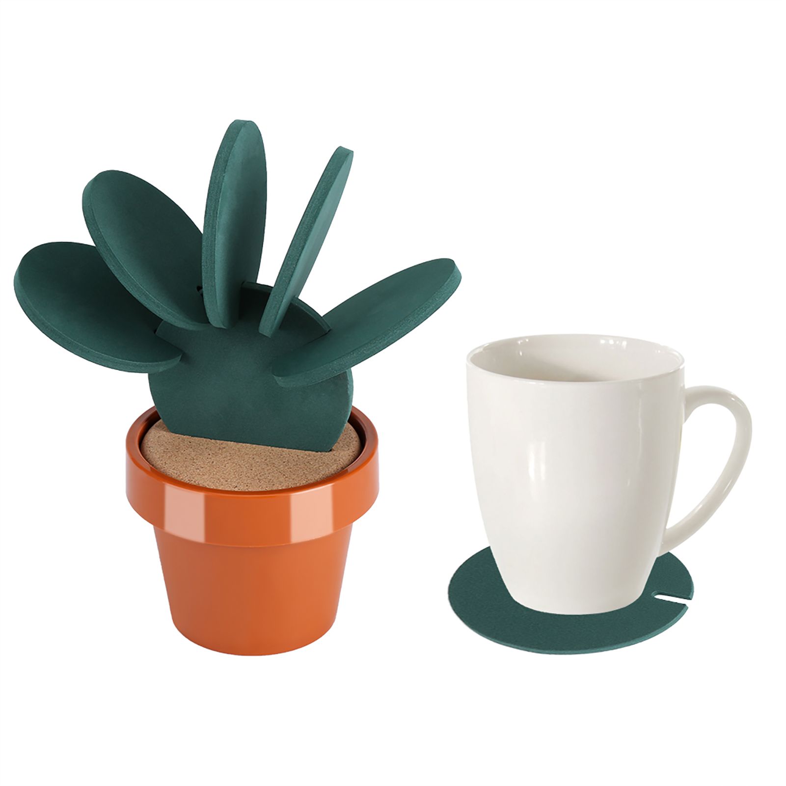 Novelty Potted Cactus Cup Mat Pad Heat Insulation Coasters Table Desktop view 6