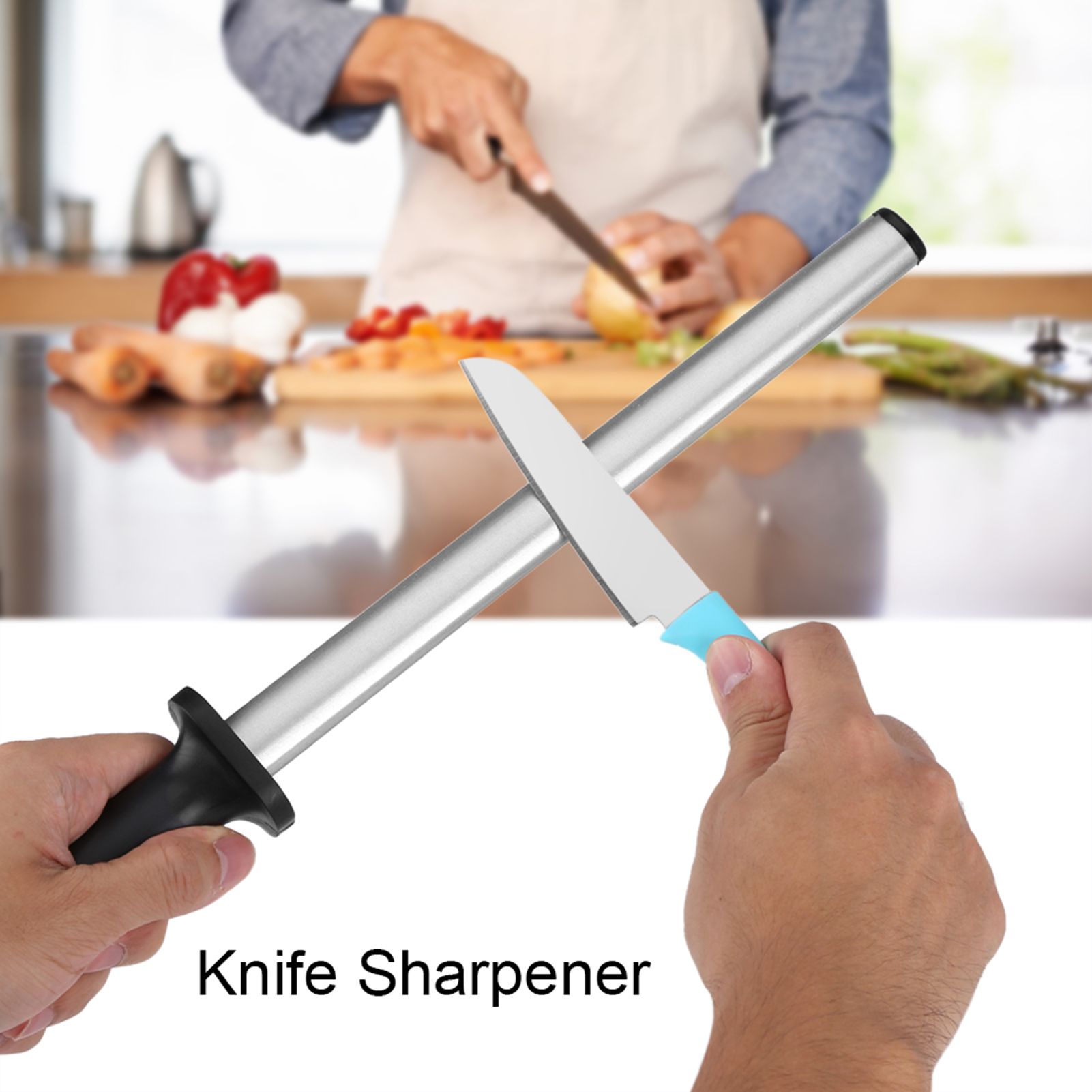10 Inch Professional Knife Sharpening Steel Rod Home Kitchen Sharpener Stone Tool view 11