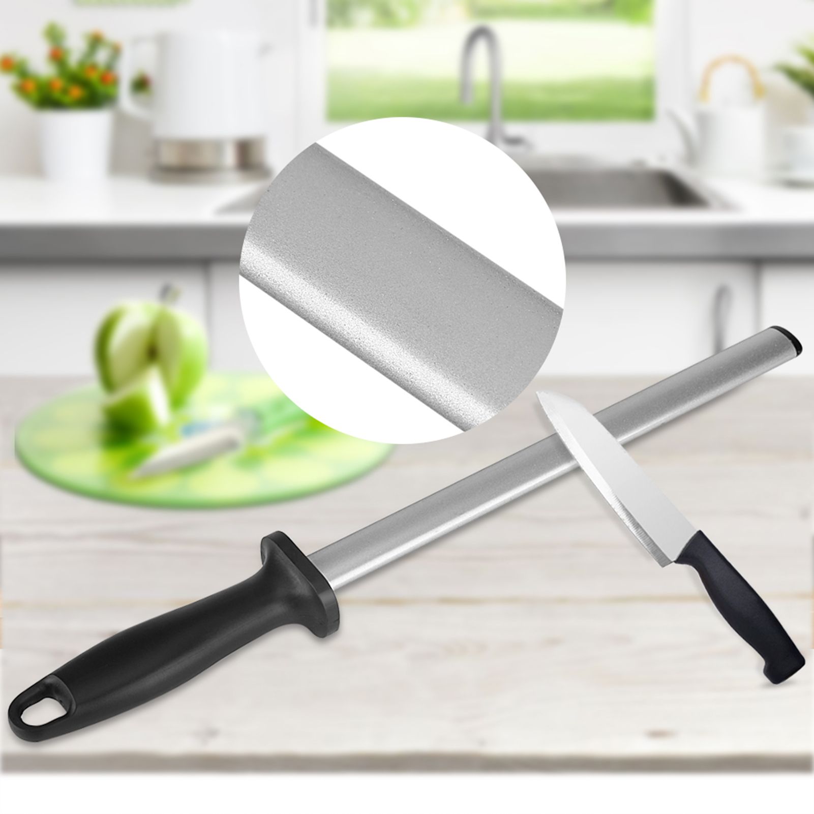 10 Inch Professional Knife Sharpening Steel Rod Home Kitchen Sharpener Stone Tool view 12