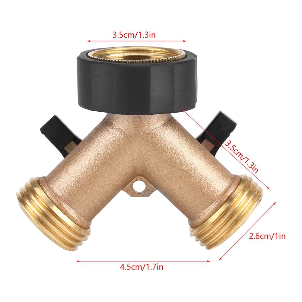 Brass Water Tap Adapter 2 Way Y Shape 3/4 Hose Connector Garden Irrigation view 9