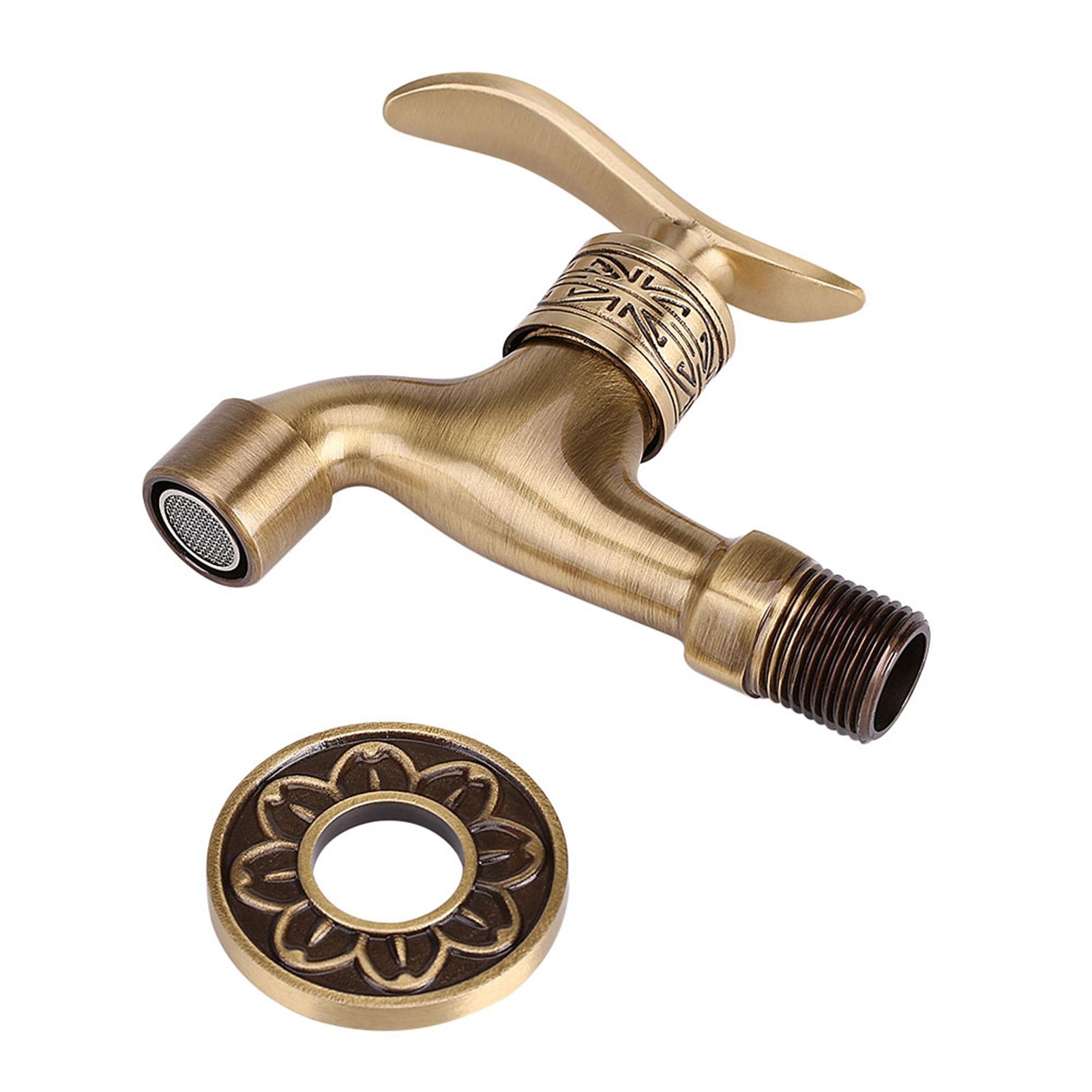 Antique Style Brass Washing Machine Faucet Wall Mount Laundry Cold Water Tap — image 1