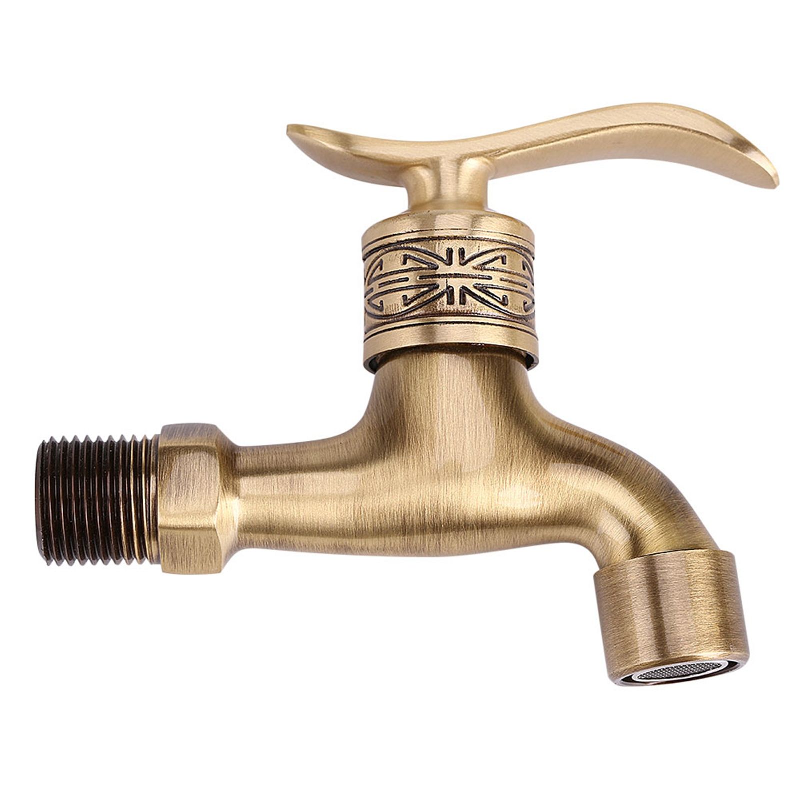 Antique Style Brass Washing Machine Faucet Wall Mount Laundry Cold Water Tap view 2