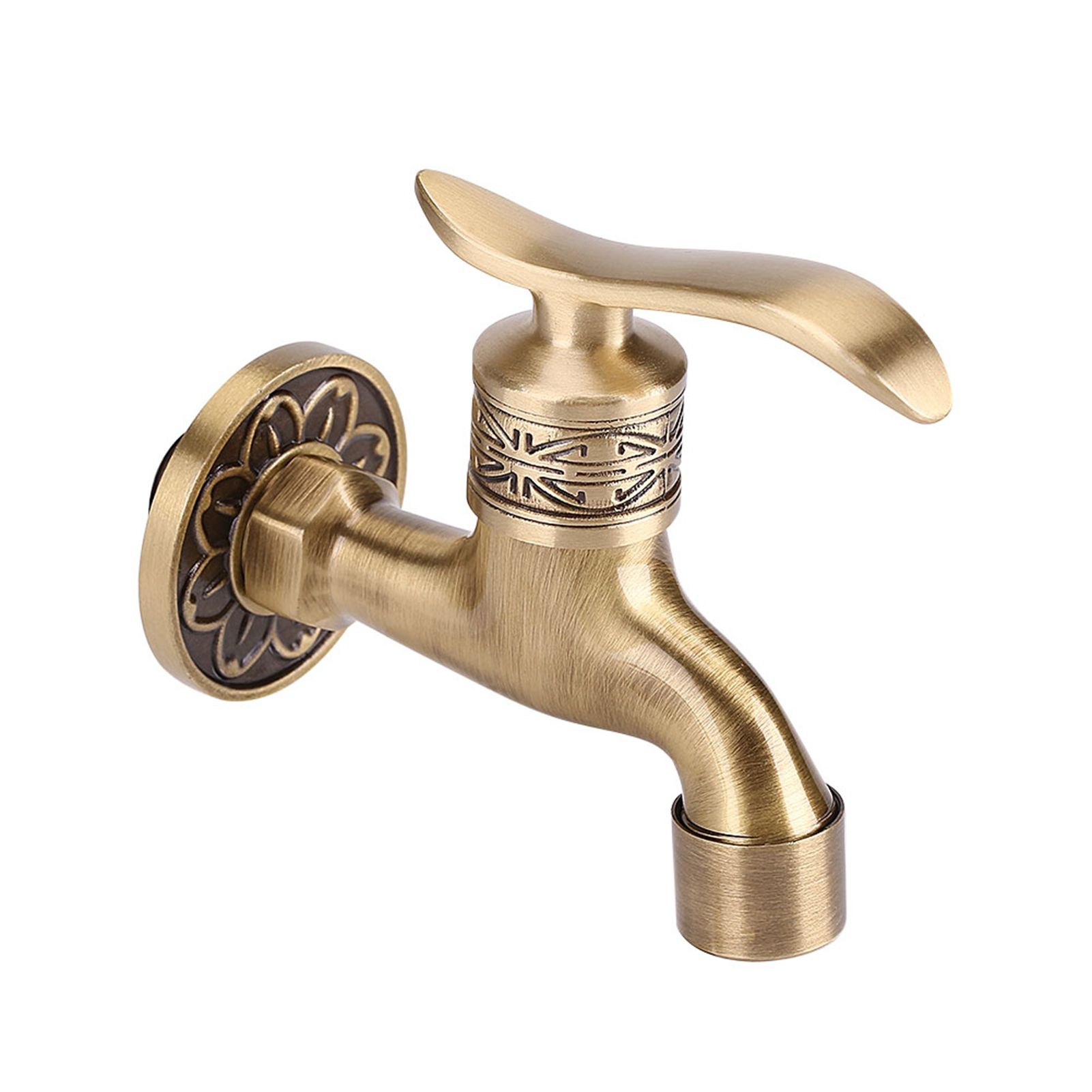 Antique Style Brass Washing Machine Faucet Wall Mount Laundry Cold Water Tap view 4