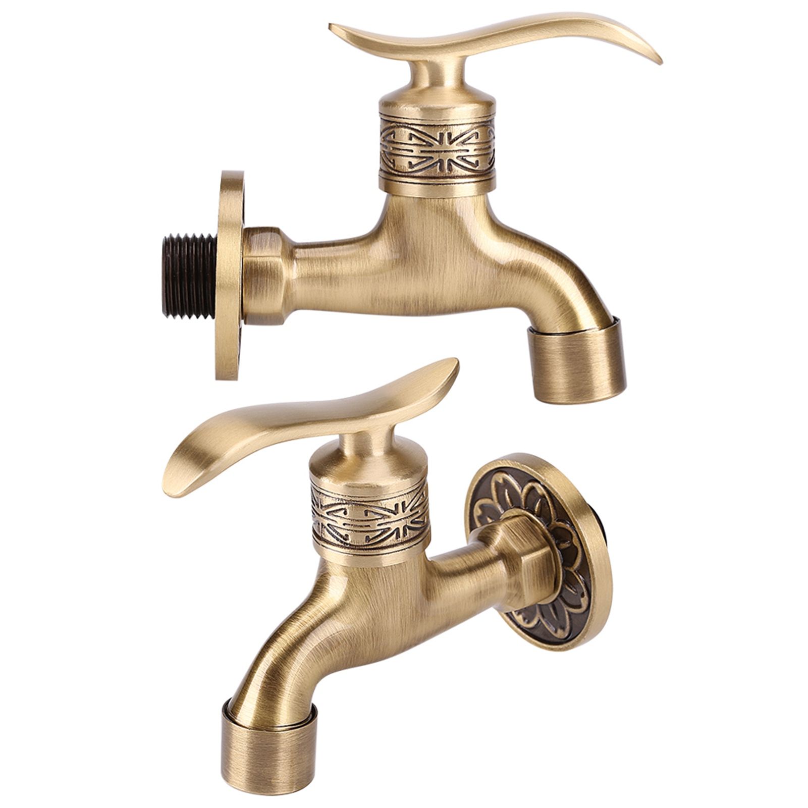 Antique Style Brass Washing Machine Faucet Wall Mount Laundry Cold Water Tap view 7