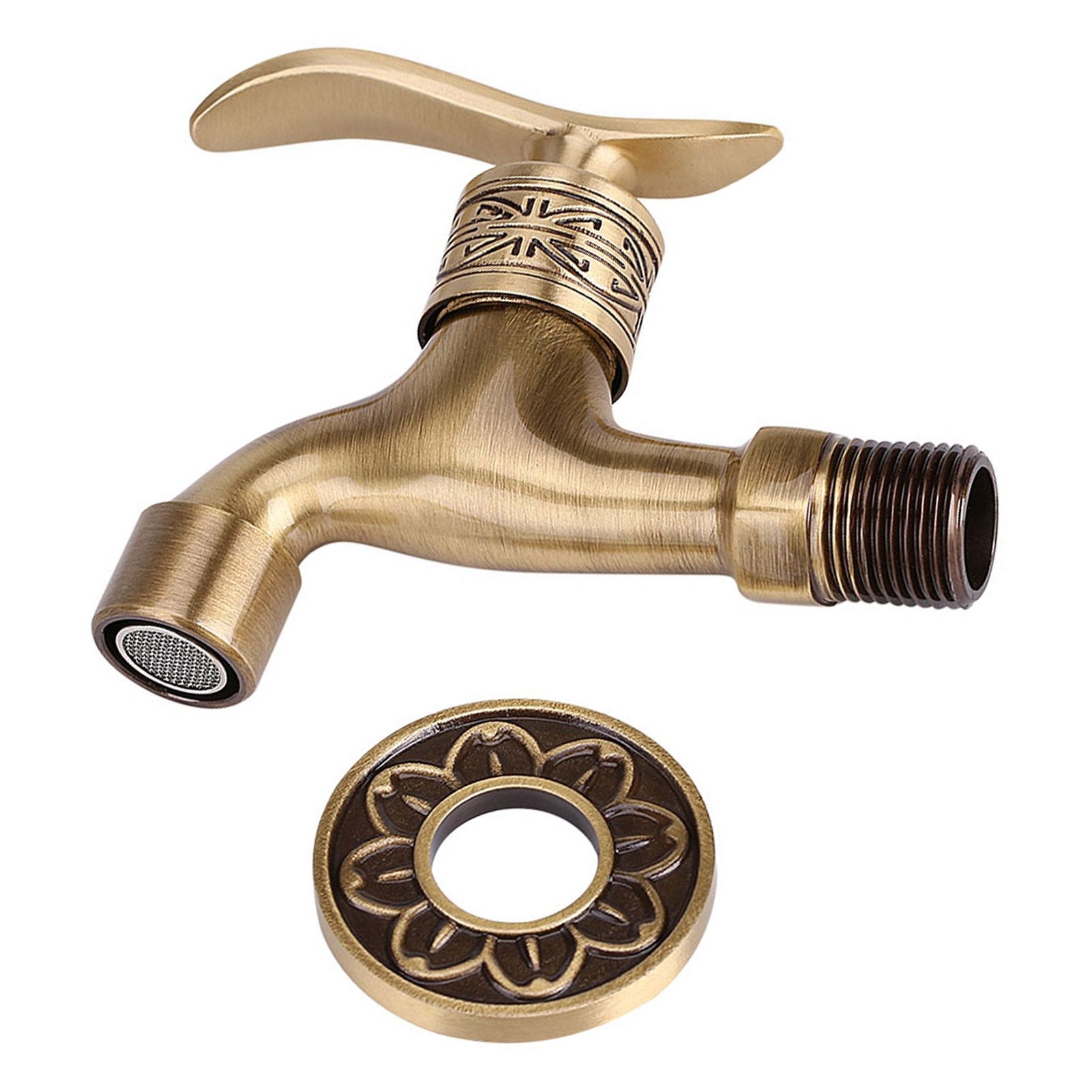 Antique Style Brass Washing Machine Faucet Wall Mount Laundry Cold Water Tap view 10