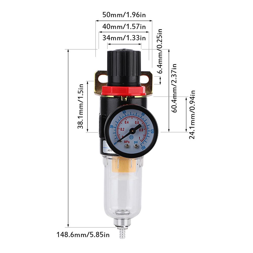 1/4" Air Compressor Filter Regulator Water Pressure Moisture Trap Separator view 8