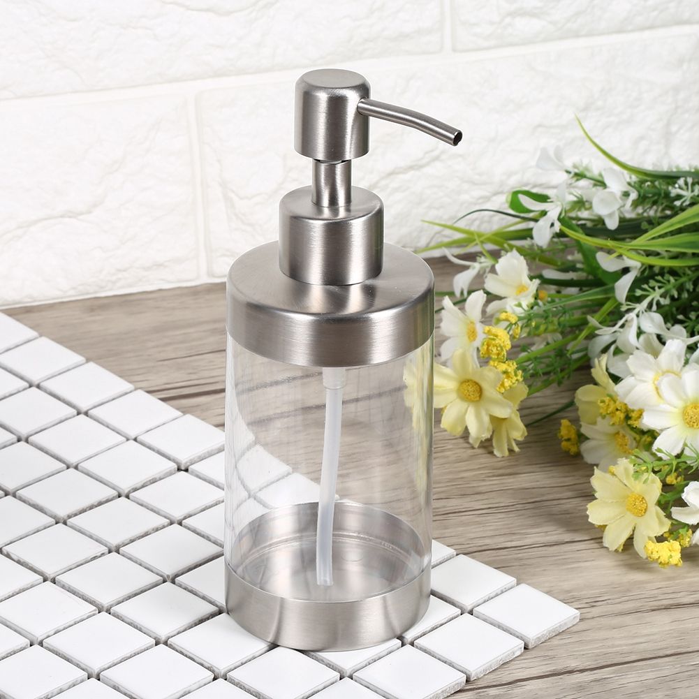 1PC 350ml Soap Dispenser Countertop Pump Lotion Bottle 304 Stainless Steel&Acrylic view 8