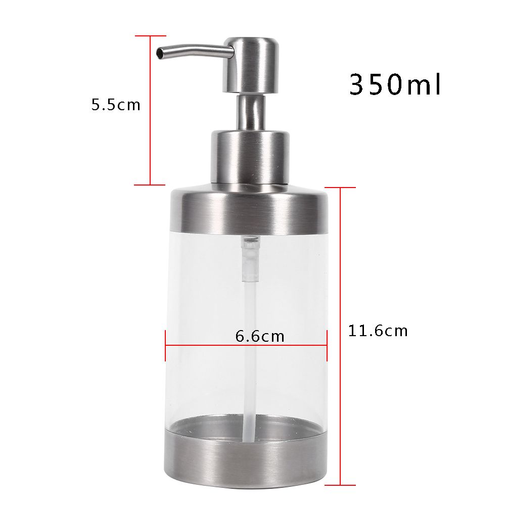 1PC 350ml Soap Dispenser Countertop Pump Lotion Bottle 304 Stainless Steel&Acrylic view 10