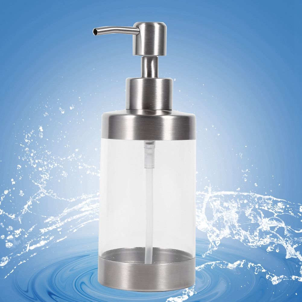 1PC 350ml Soap Dispenser Countertop Pump Lotion Bottle 304 Stainless Steel&Acrylic view 11