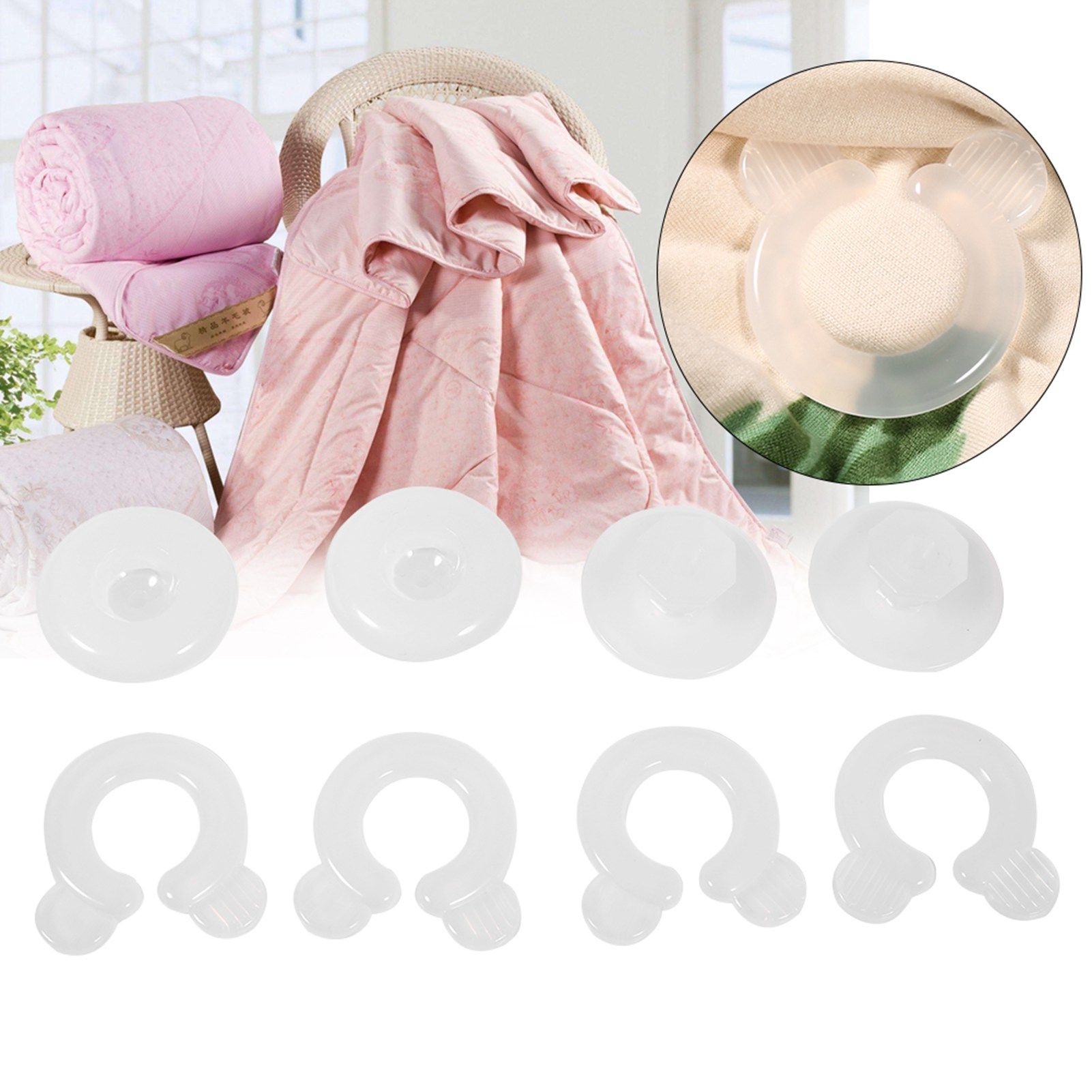 4Pcs Bed Duvet Quilt Cover Clips Fasteners Bedroom Bedding Quilts Fixing view 10