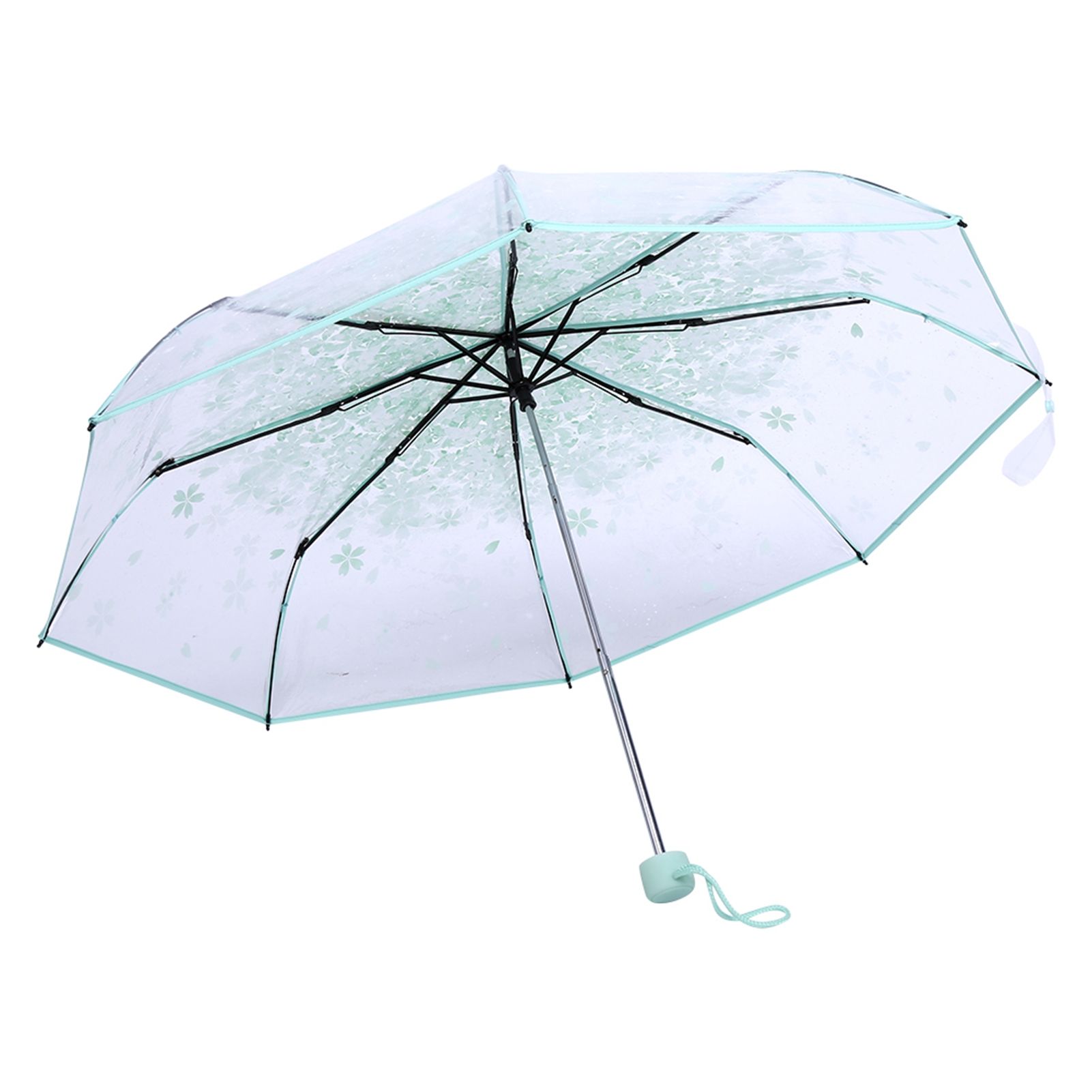 1PC Transparent Folding Umbrella Fashionable Princess Umbrella Cherry Blossom