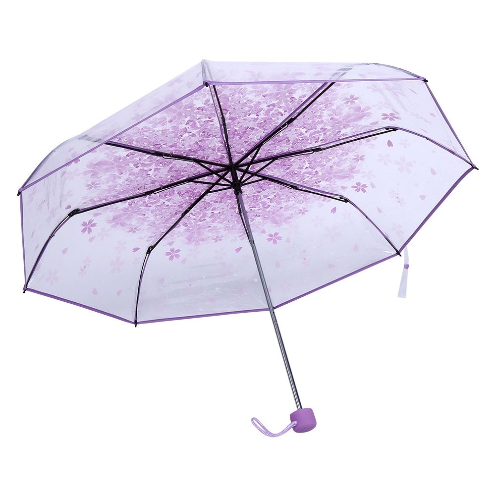 1PC Transparent Folding Umbrella Fashionable Princess Umbrella Cherry Blossom