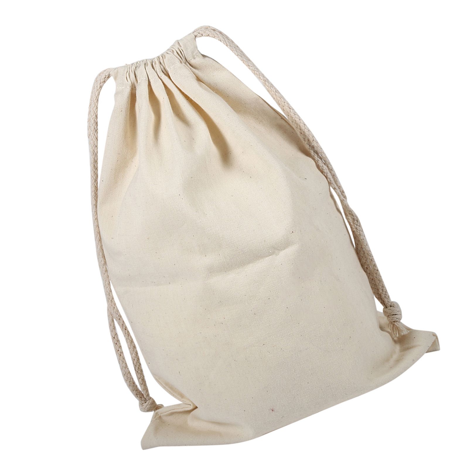 Household Plain Cotton Drawstring Storage Laundry Sack Stuff Bag for Travel view 4