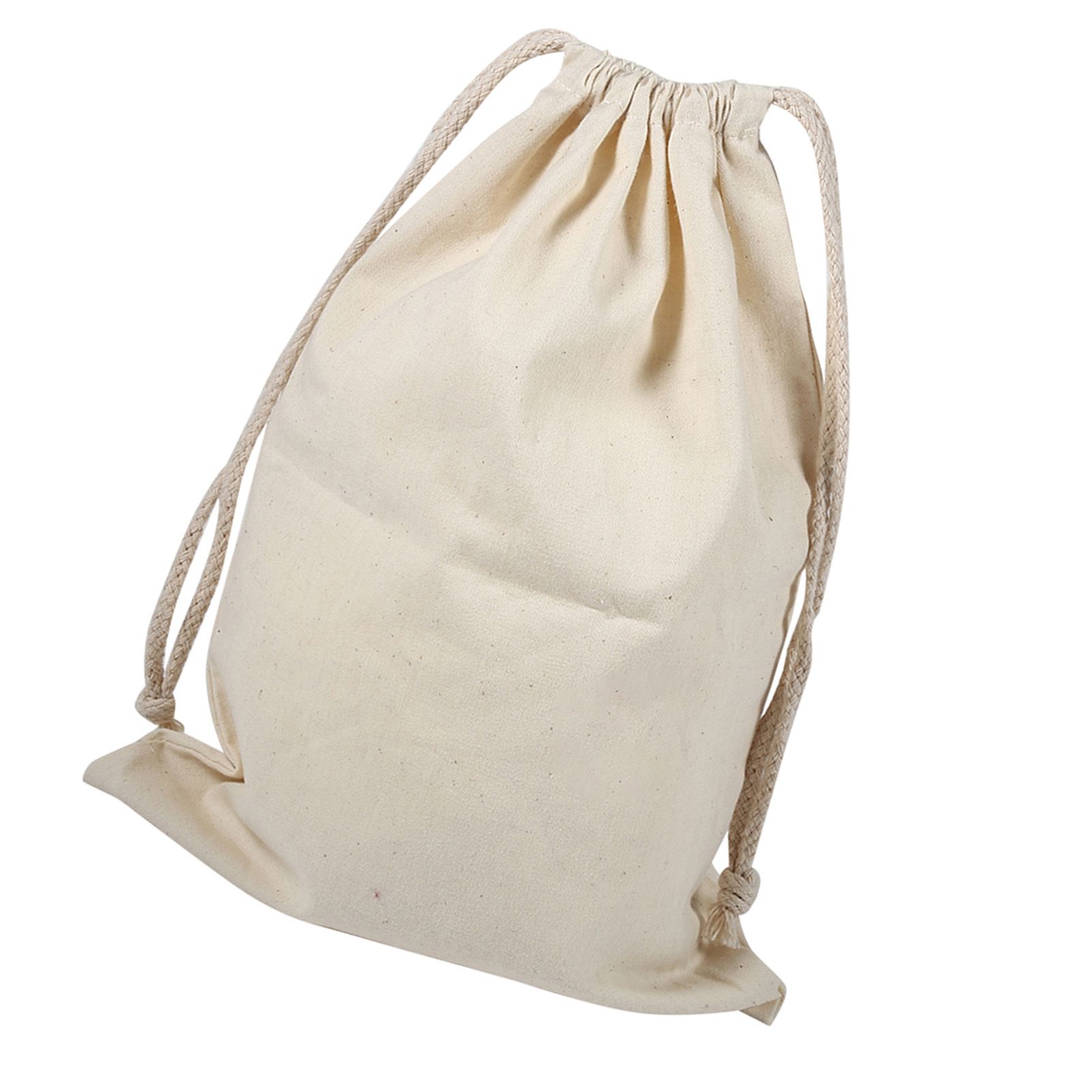 Household Plain Cotton Drawstring Storage Laundry Sack Stuff Bag for Travel view 8
